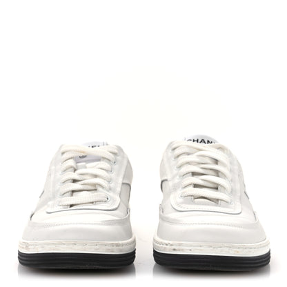 Chanel Calfskin CC Womens Sneakers 38 White Black 3 of 13