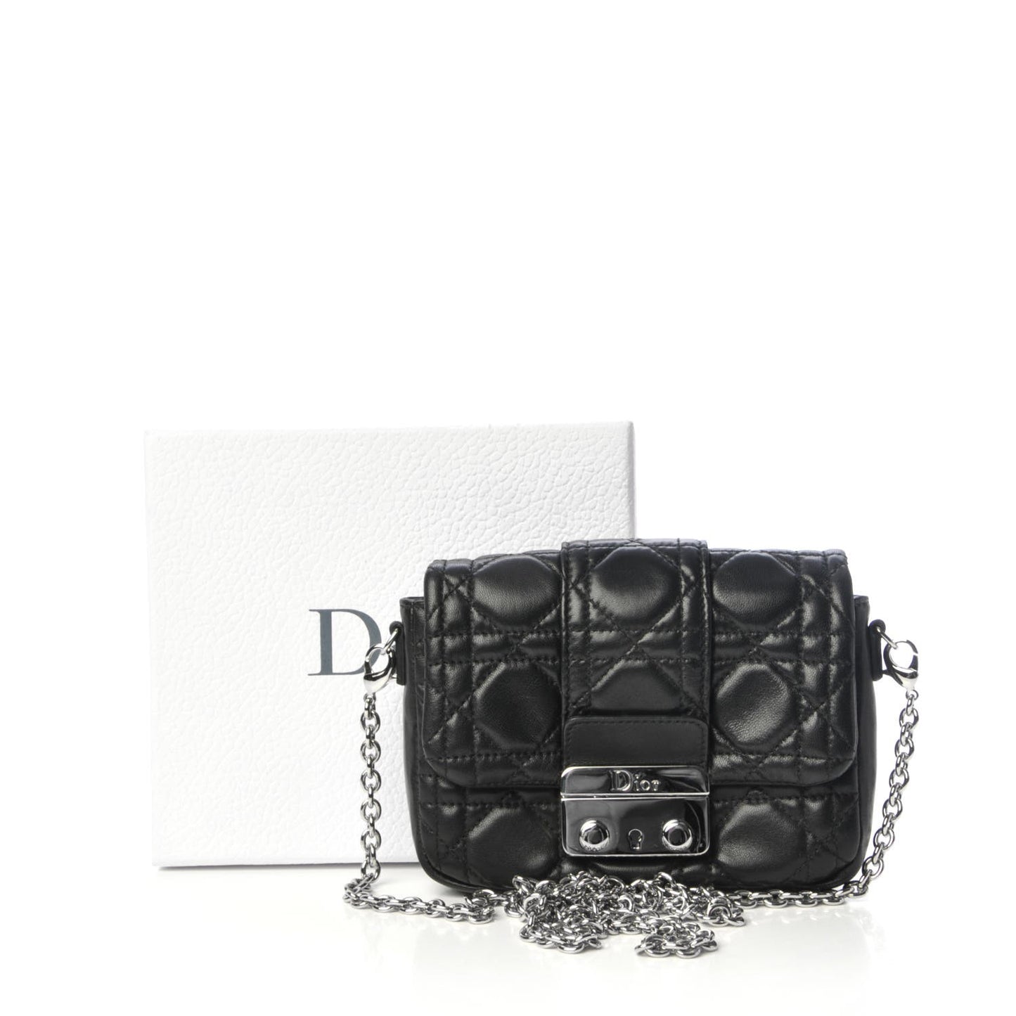 Lambskin Cannage Mini New Lock Pouch Black