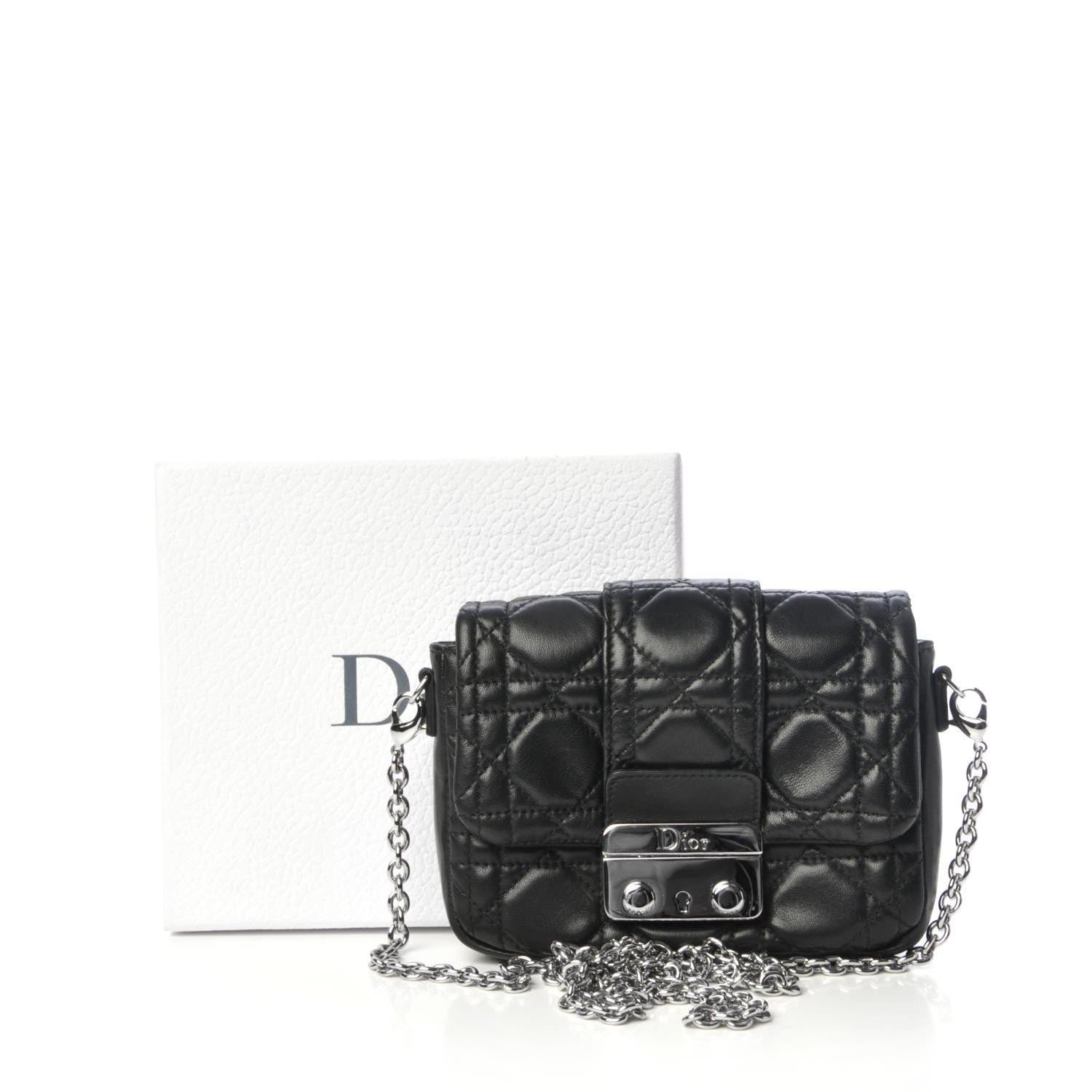 Christian Dior Lambskin Cannage Mini New Lock Pouch Black 8 of 8