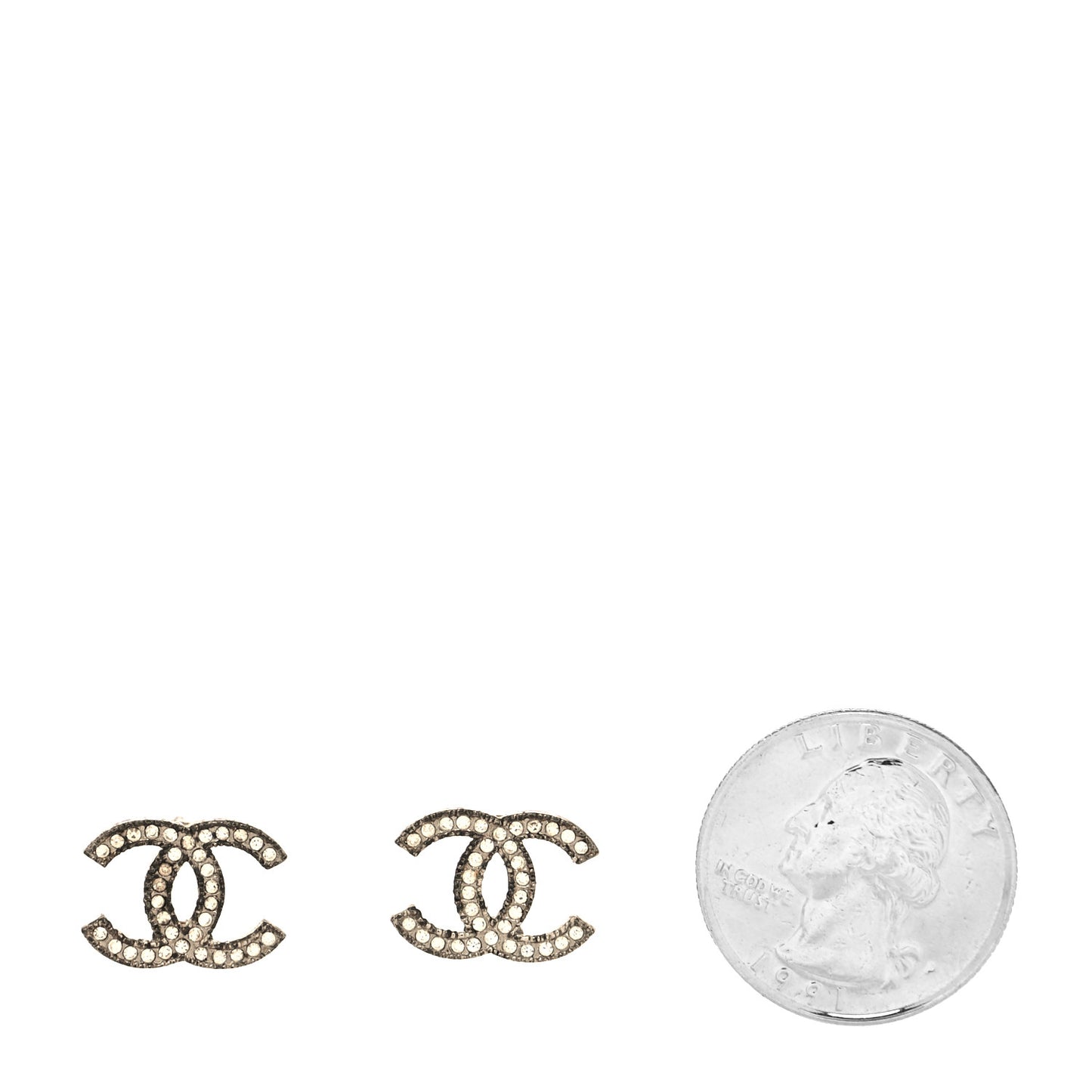 Crystal Large CC Earrings Silver