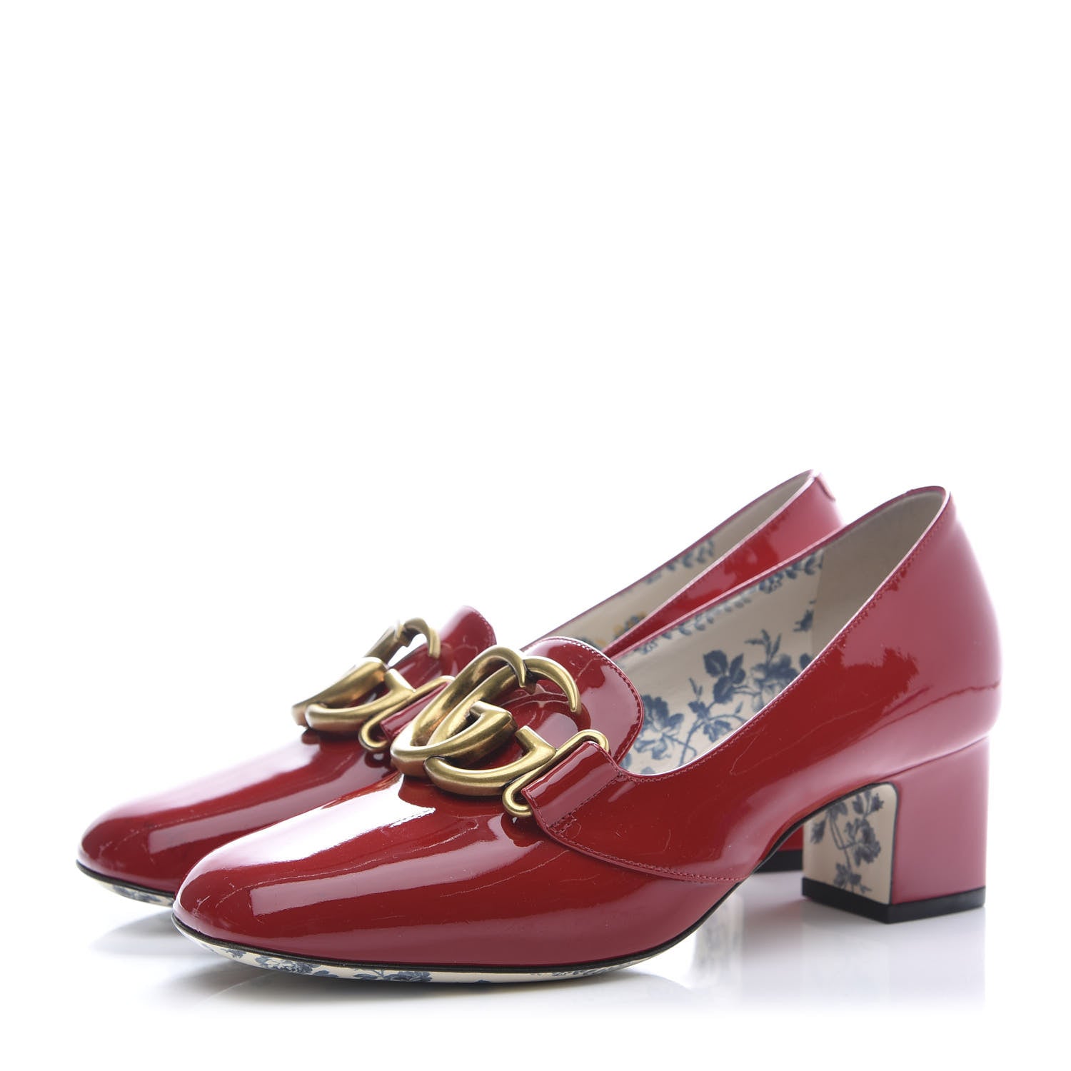 Gucci Vernice GG Victoire 55mm Loafer Pumps 35.5 Hibiscus Red 3 of 8