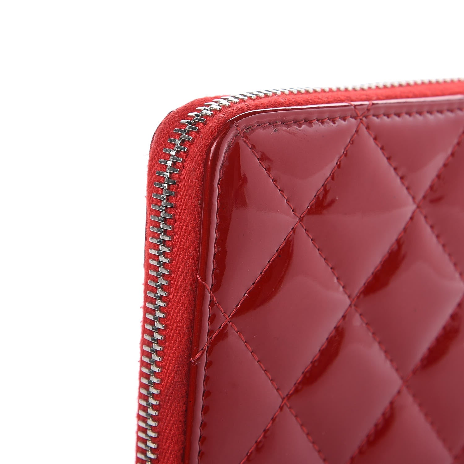 Chanel Patent Quilted Large Brilliant Zip Around Organizer Wallet Red 12 of 17