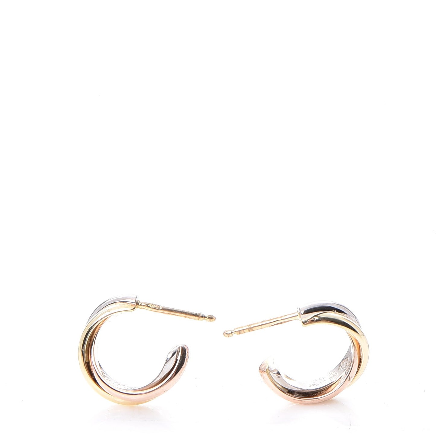 18K Pink Yellow White Gold 13mm Trinity Hoop Earrings
