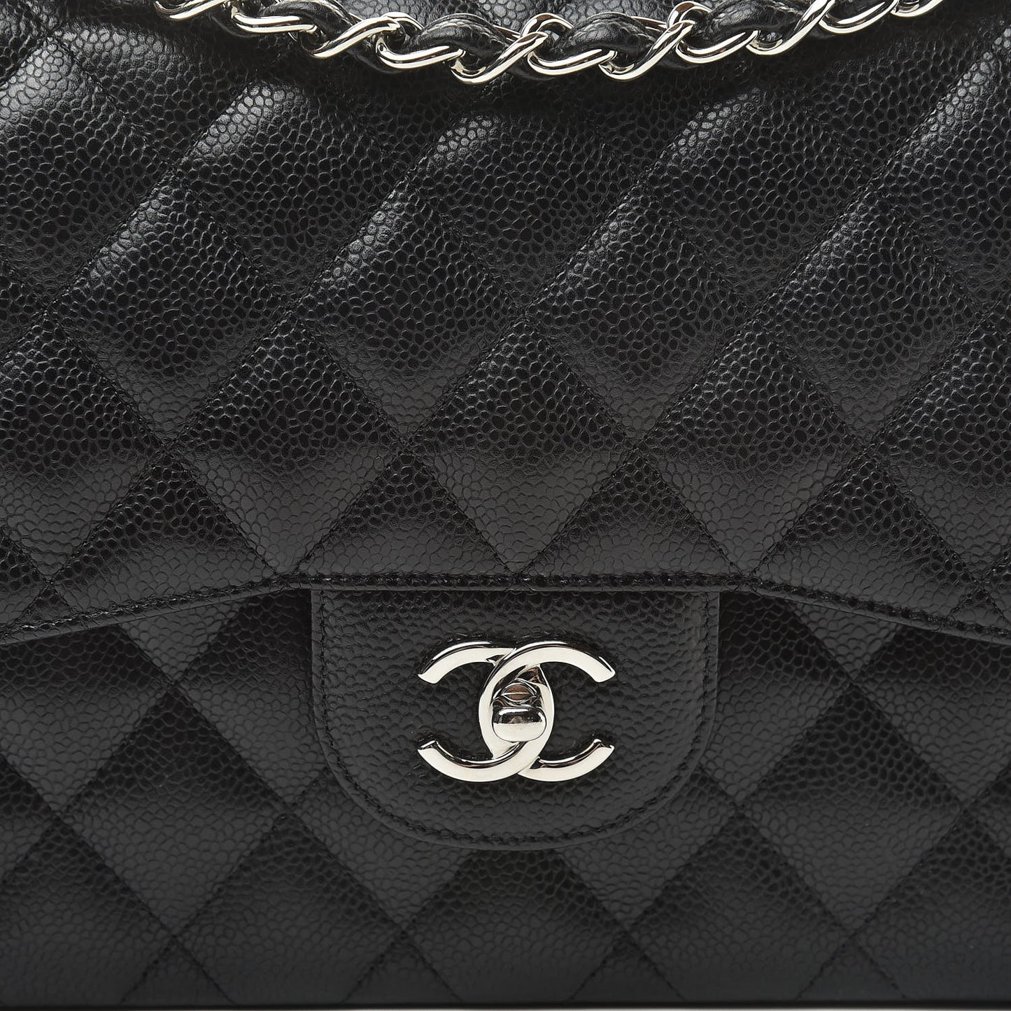 Caviar Quilted Jumbo Double Flap Black