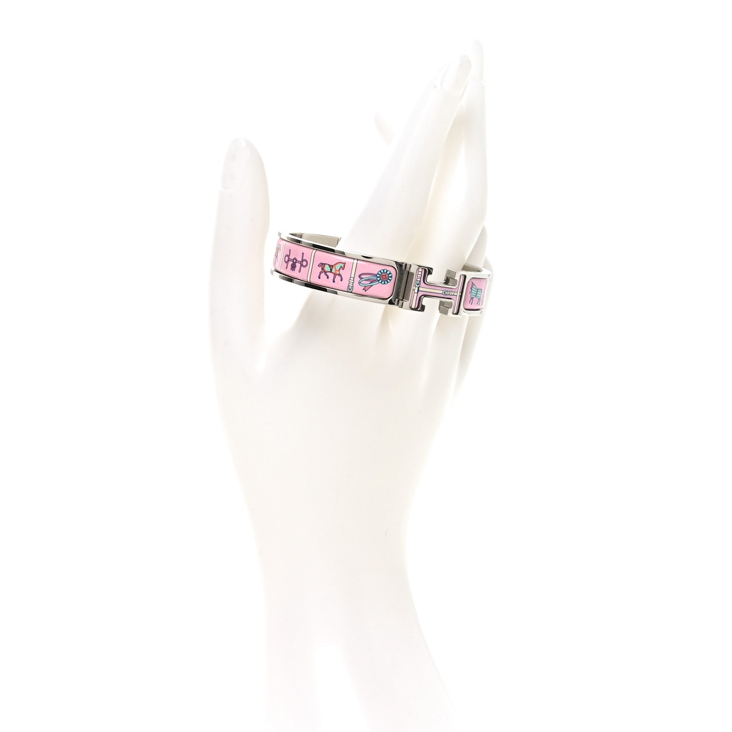 Hermes Enamel Printed Narrow Couvertures et Tenues de Jour Clic Clac H Bracelet PM Color Patch 2 of 4