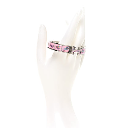 Hermes Enamel Printed Narrow Couvertures et Tenues de Jour Clic Clac H Bracelet PM Color Patch 2 of 4
