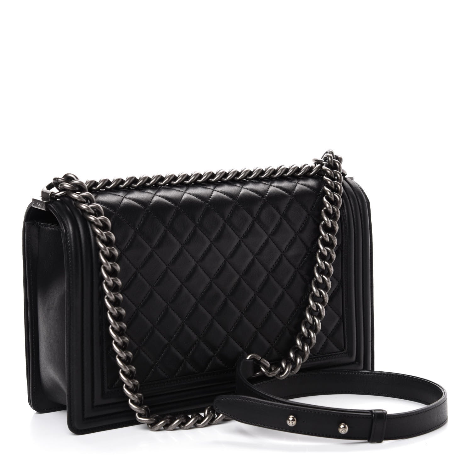 Chanel Metallic Calfskin Quilted New Medium Boy Flap Black 4 of 13