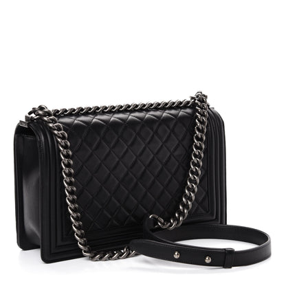 Chanel Metallic Calfskin Quilted New Medium Boy Flap Black 4 of 13