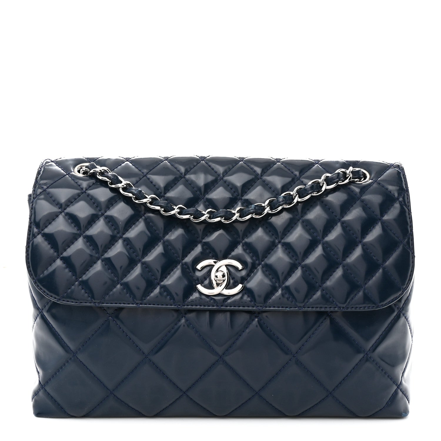 Chanel Vinyl Quilted In the Business Flap Bag Navy Blue 1 of 16