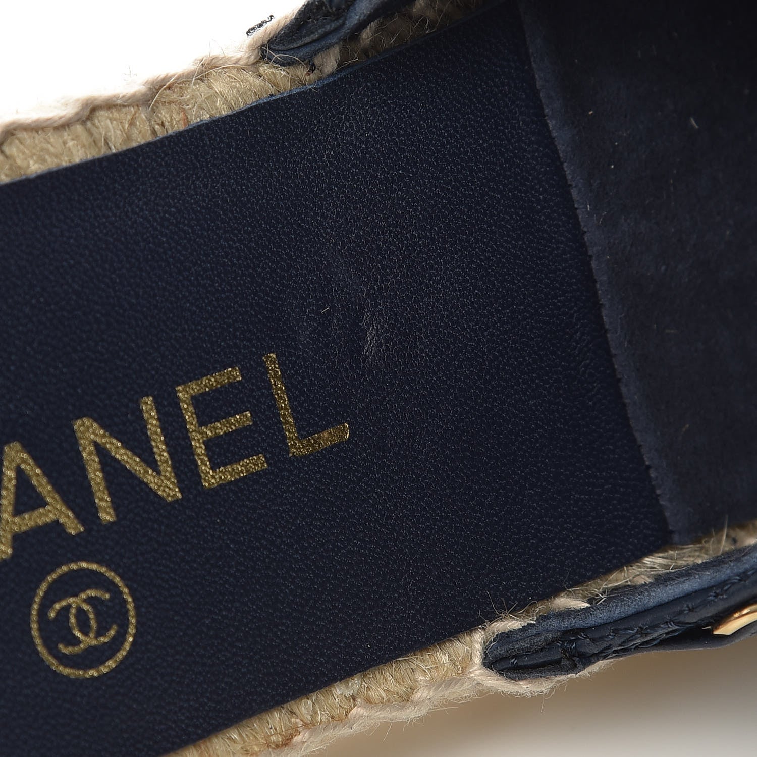 Chanel Lambskin Quilted CC Chain Espadrille Mules 38 Navy Black 11 of 14