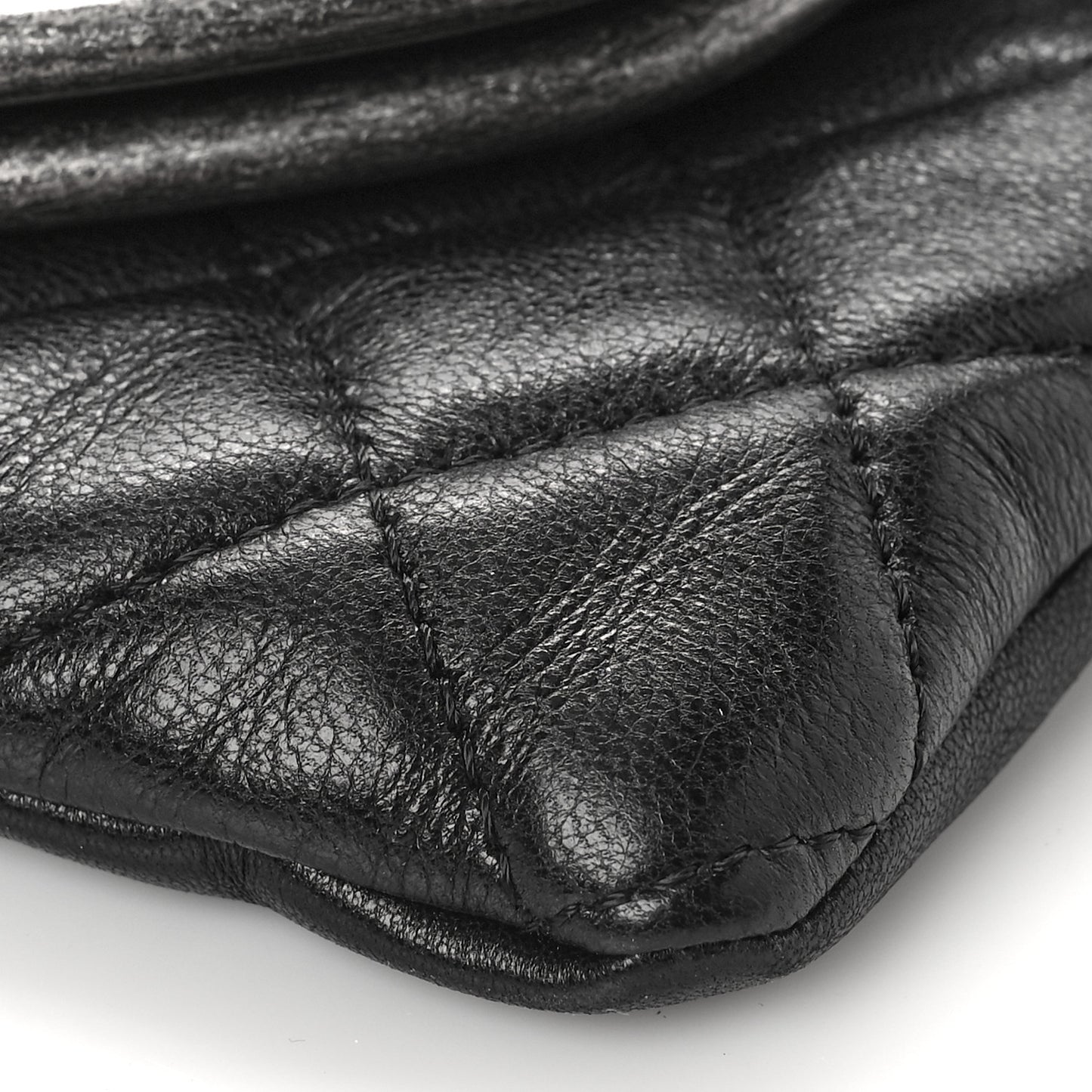 Lambskin Quilted Frame Clasp Flap Clutch Black