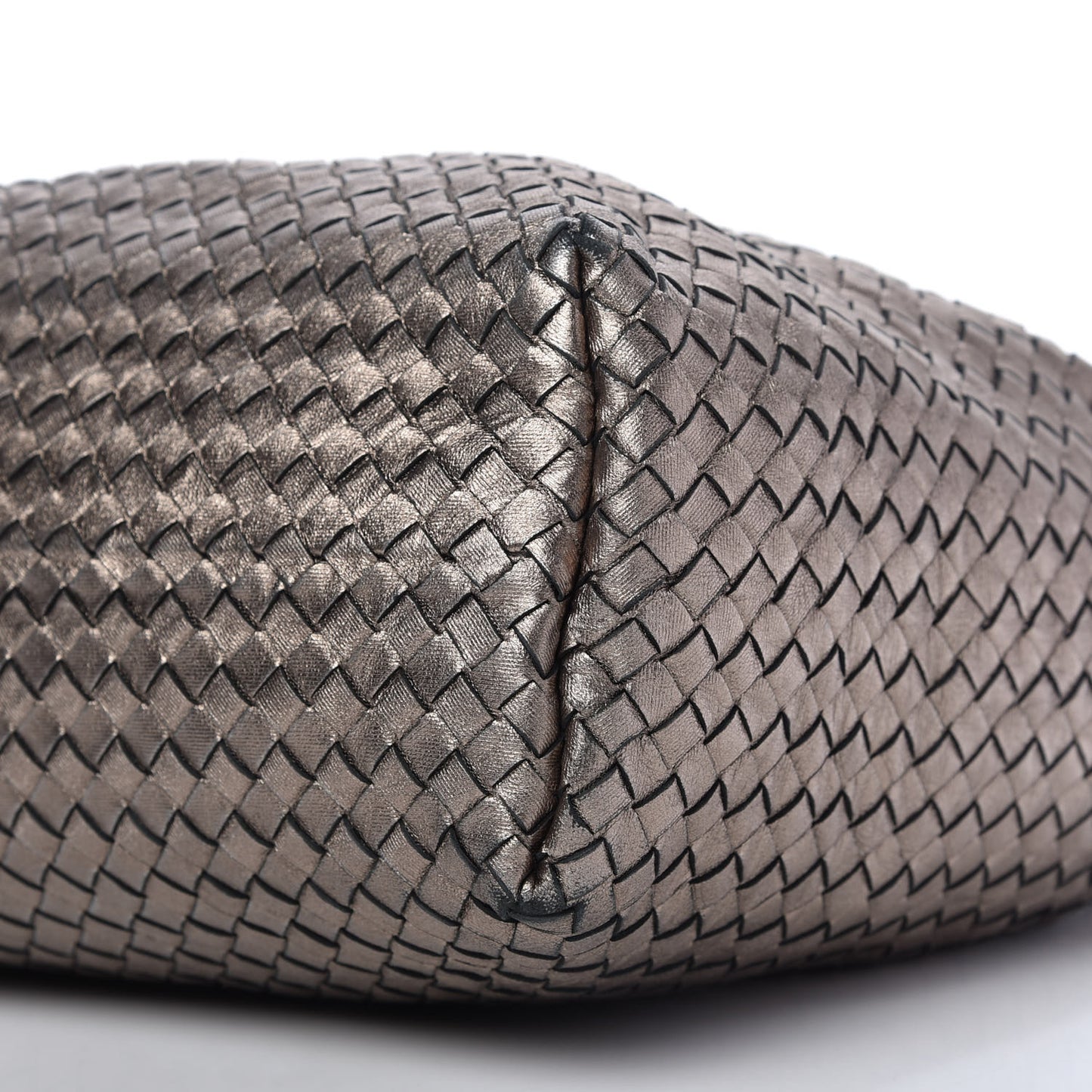 Metallic Grosgrain Intrecciato Pyramid Hobo Pewter