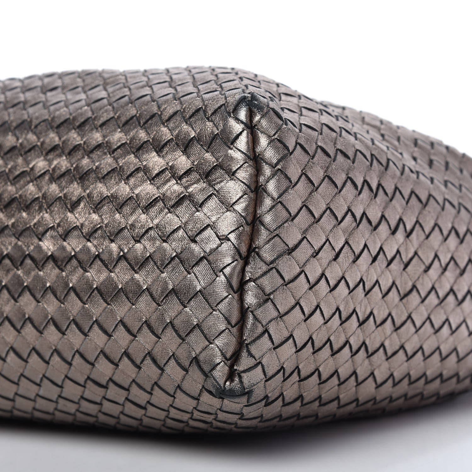 Bottega Veneta Metallic Grosgrain Intrecciato Pyramid Hobo Pewter 7 of 10