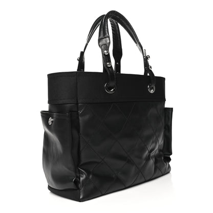 Chanel Coated Canvas Quilted Large Paris Biarritz Tote Black 4 of 11
