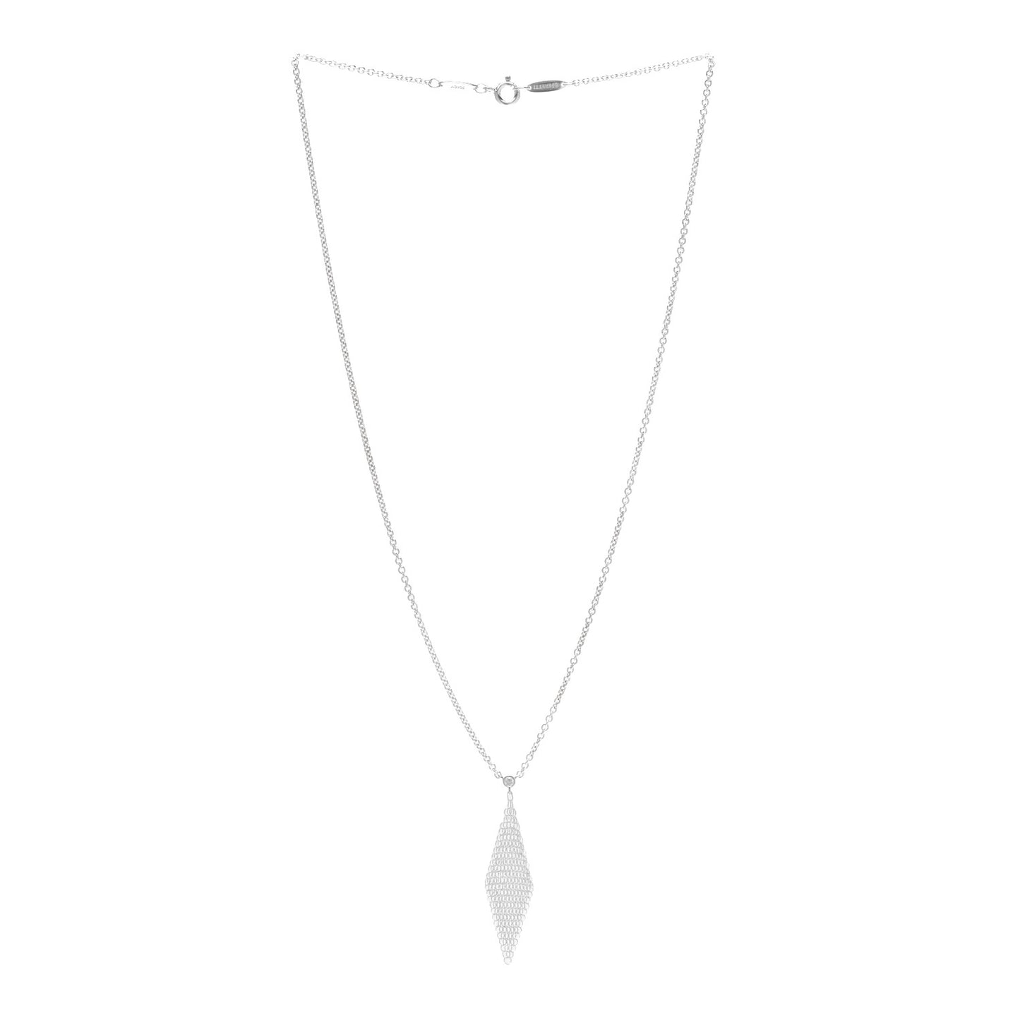 Sterling Silver Diamond Mesh Pendant Necklace
