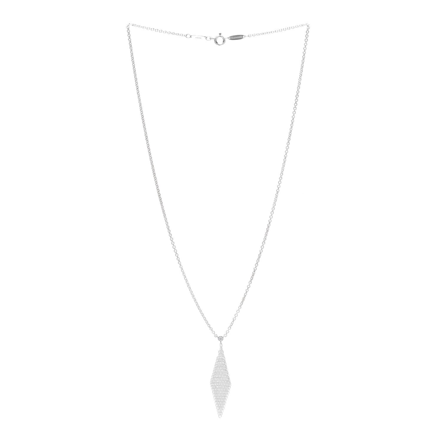 Tiffany Sterling Silver Diamond Mesh Pendant Necklace 3 of 7