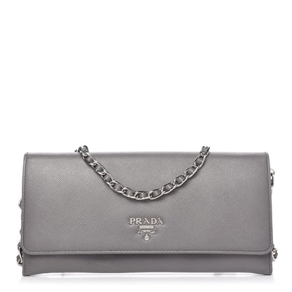 Prada Saffiano Metal Oro Chain Wallet Marmo 1 of 10