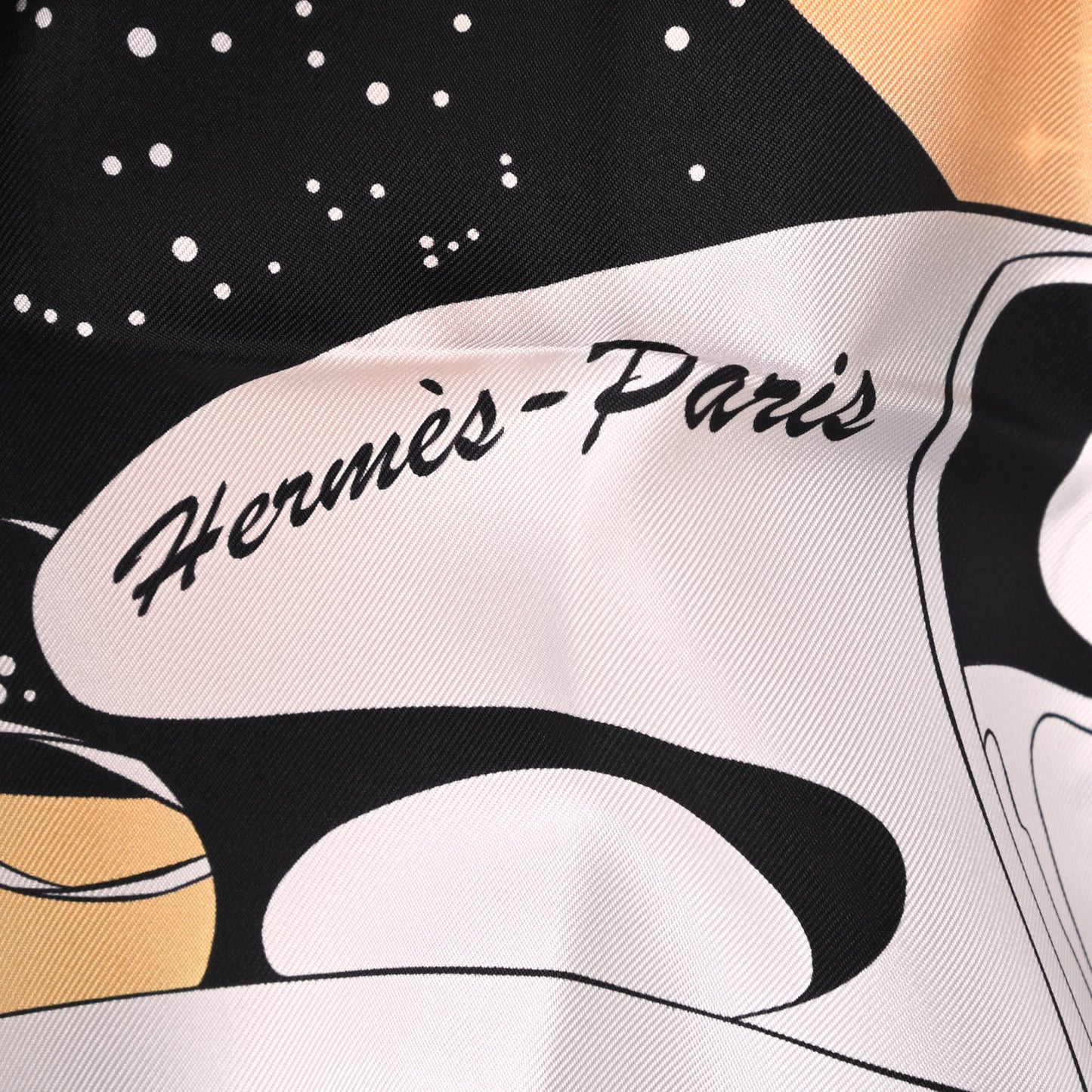 Silk Space Derby Scarf 90 Black White Gold