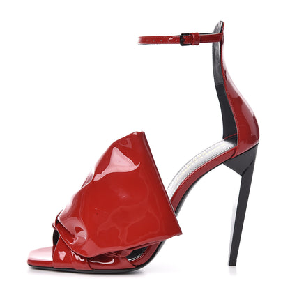 Saint Laurent Patent Calfskin Freja 105 Bow Sandals 37 Rouge Eros 1 of 9