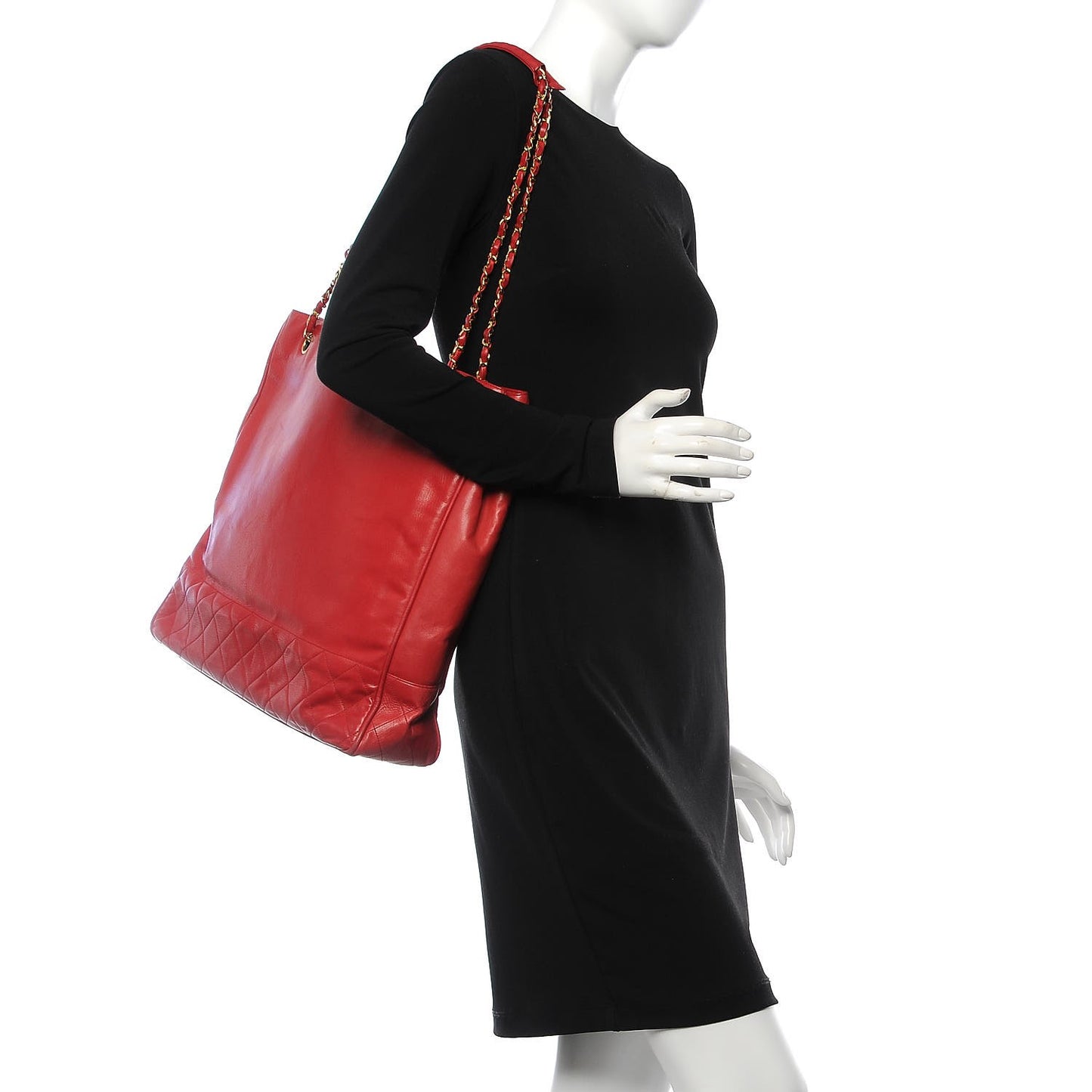 Lambskin Quilted Tote Red