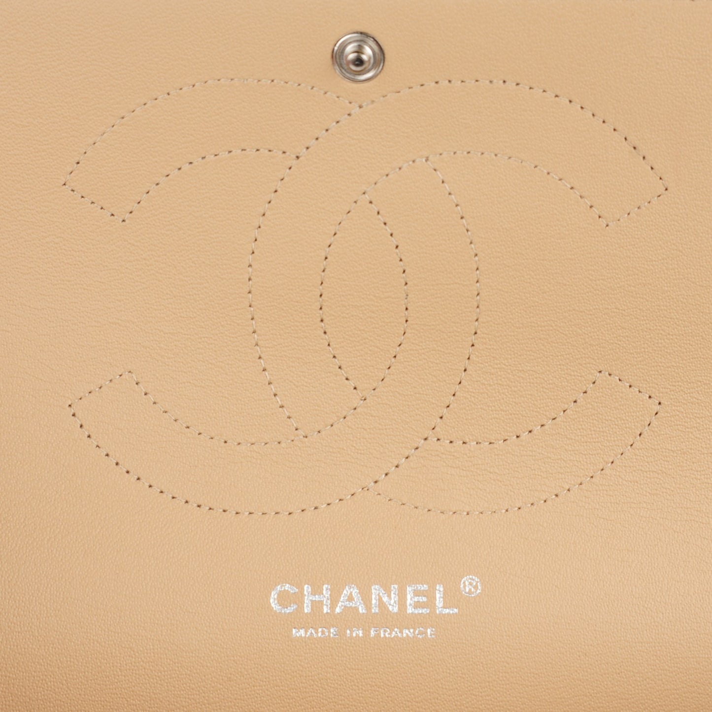 Caviar Quilted Jumbo Double Flap Beige Clair