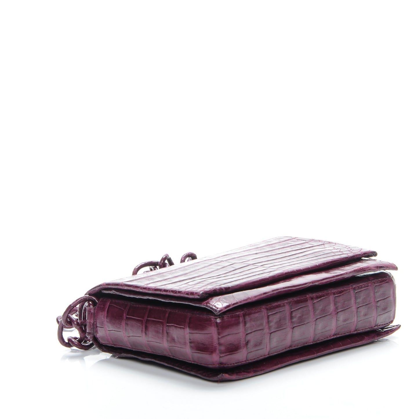 Crocodile Chain Flap Shoulder Bag Purple