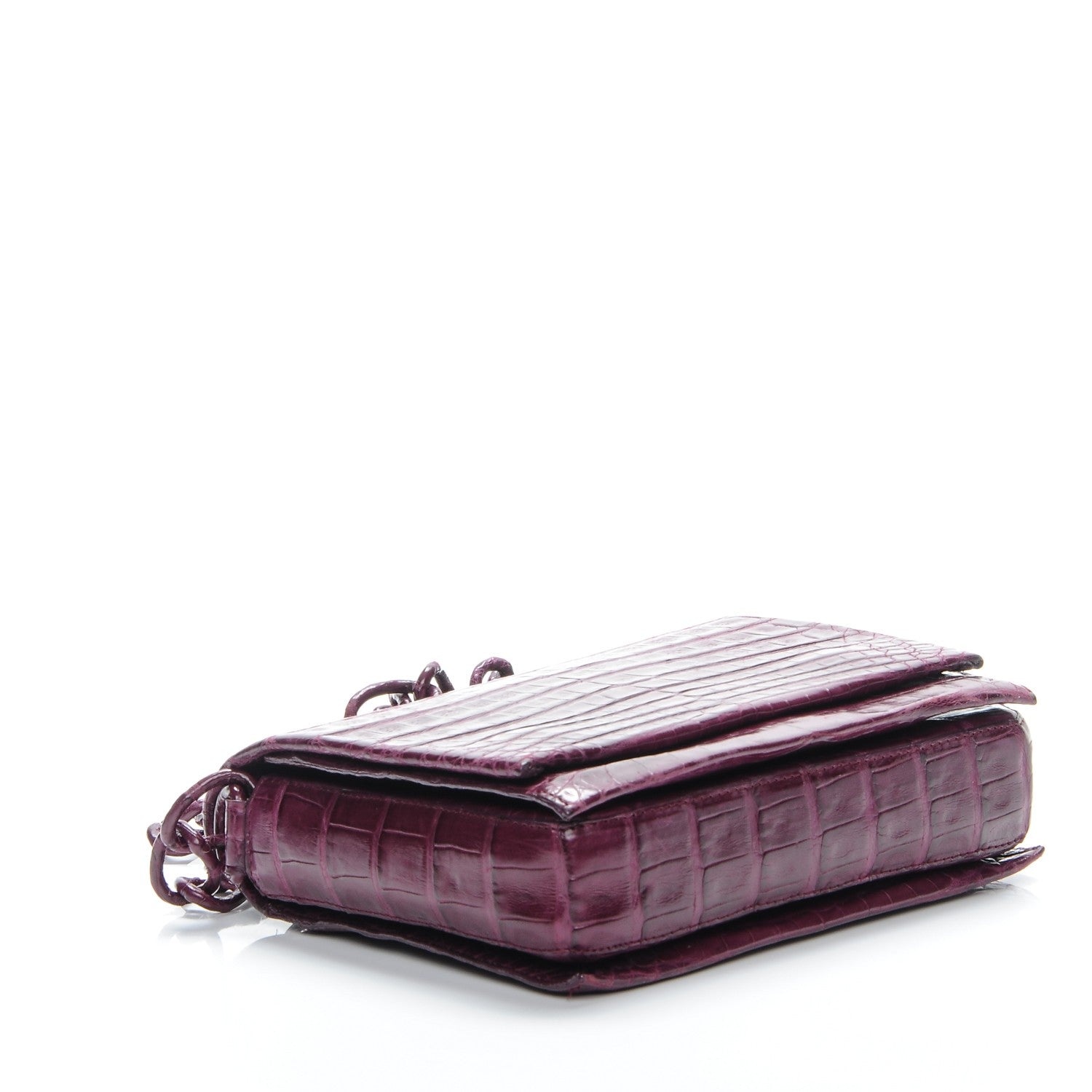Nancy Gonzalez Crocodile Chain Flap Shoulder Bag Purple 4 of 7