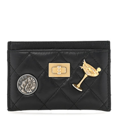 Chanel Aged Calfskin Quilted Lucky Charms Reissue Card Holder Black 1 of 9