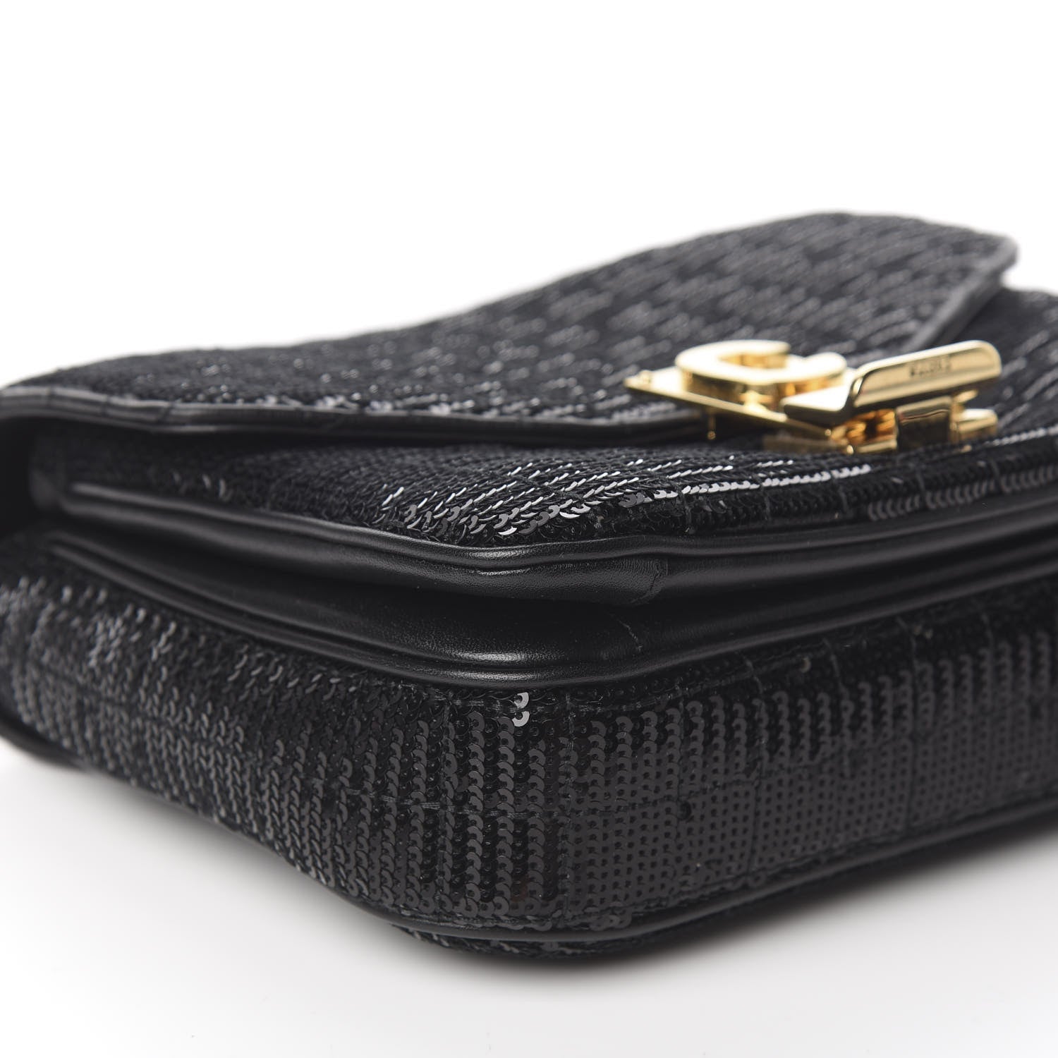 Celine Sequin Calfskin Quilted Small C Bag Black 5 of 10