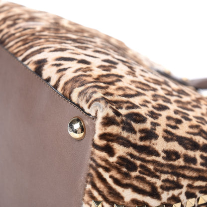 Valentino Garavani Calf Hair Cavallino Animal Rockstud Dome Satchel Leopard 13 of 18