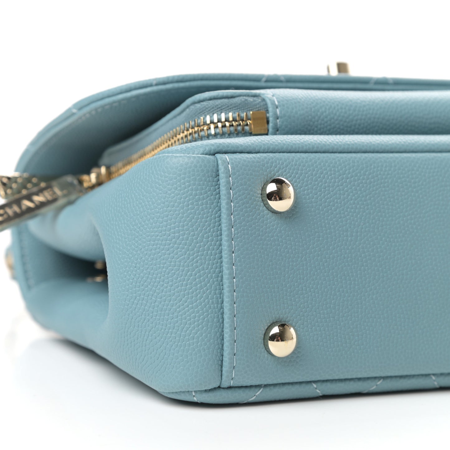 Caviar Quilted Small Business Affinity Flap Light Blue