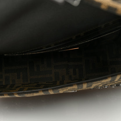 Fendi Fabric Jacquard FF 1974 Crystal Embellished Baguette Tobacco Moro Multicolor 5 of 9