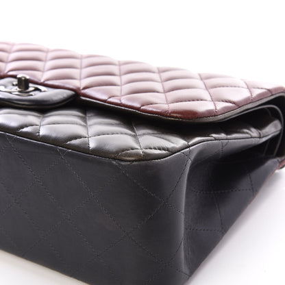 Chanel Lambskin Quilted Jumbo Tri-Color Double Flap Burgundy 6 of 11