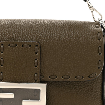 Fendi Cuoio Roma Sellerissima Nappa Sintetica Tape Stitch Mini Baguette Argento 7 of 11