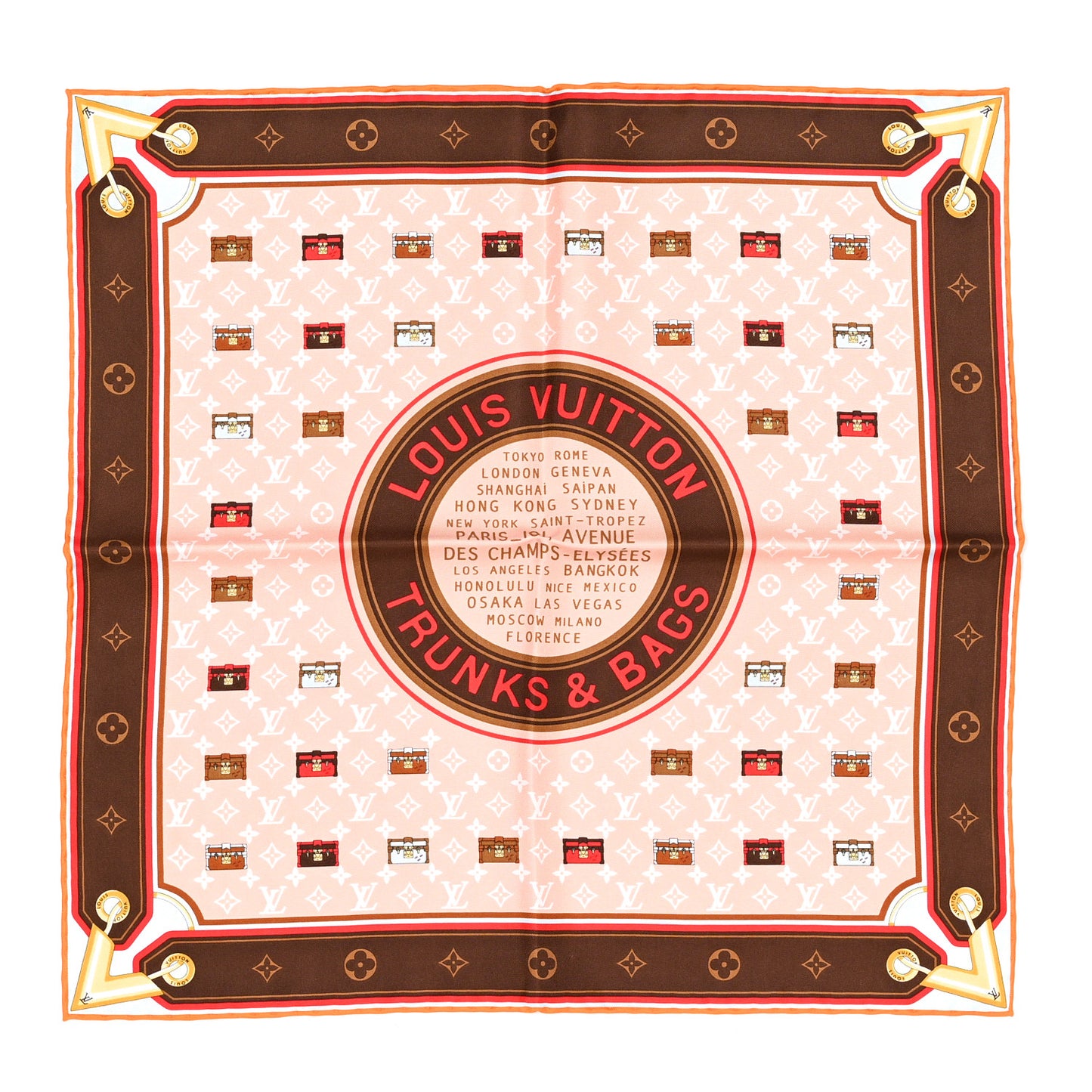 Silk Monogram Minimalle Square Scarf Marron