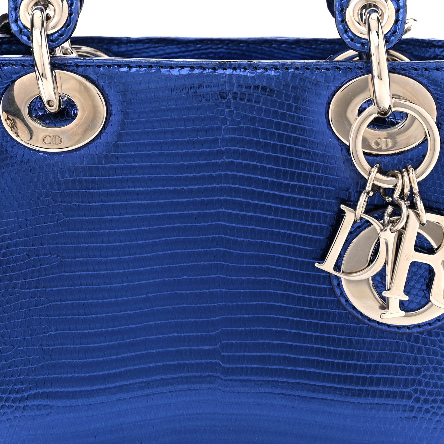 Metallic Lizard Mini Lady Dior Blue