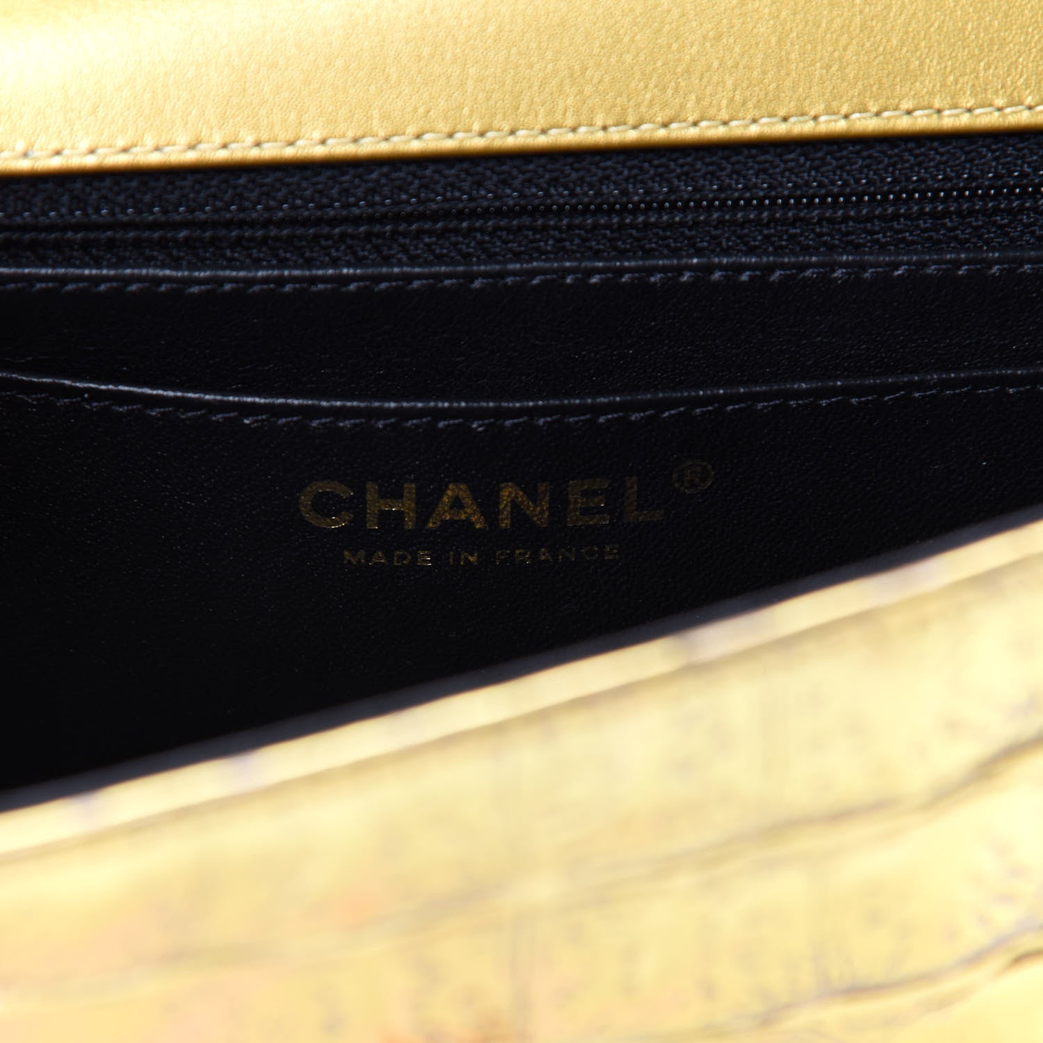 Chanel Metallic Calfskin Crocodile Embossed Cocodile Rectangular Mini Flap Gold 9 of 11