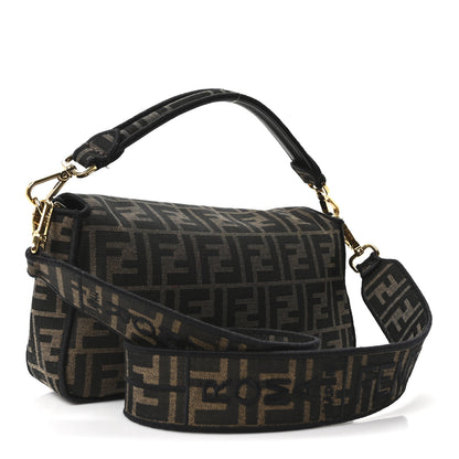 Fendi Fabric Jacquard FF 1974 Medium Baguette Tobacco Moro Black 3 of 10