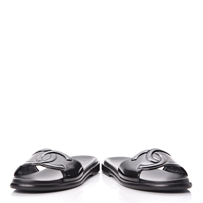 Chanel Patent Calfskin CC Slip On Mules 39 Black 6 of 12