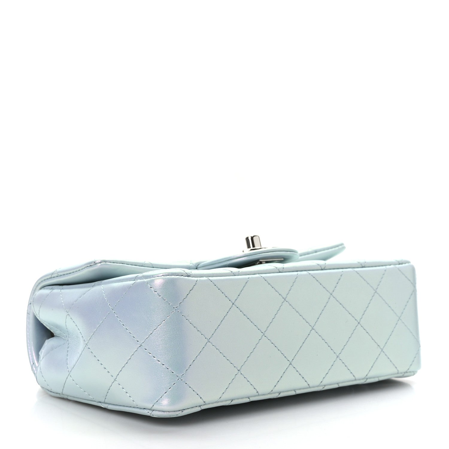 Chanel Iridescent Calfskin Quilted Mini Rectangular Flap Light Blue 4 of 9