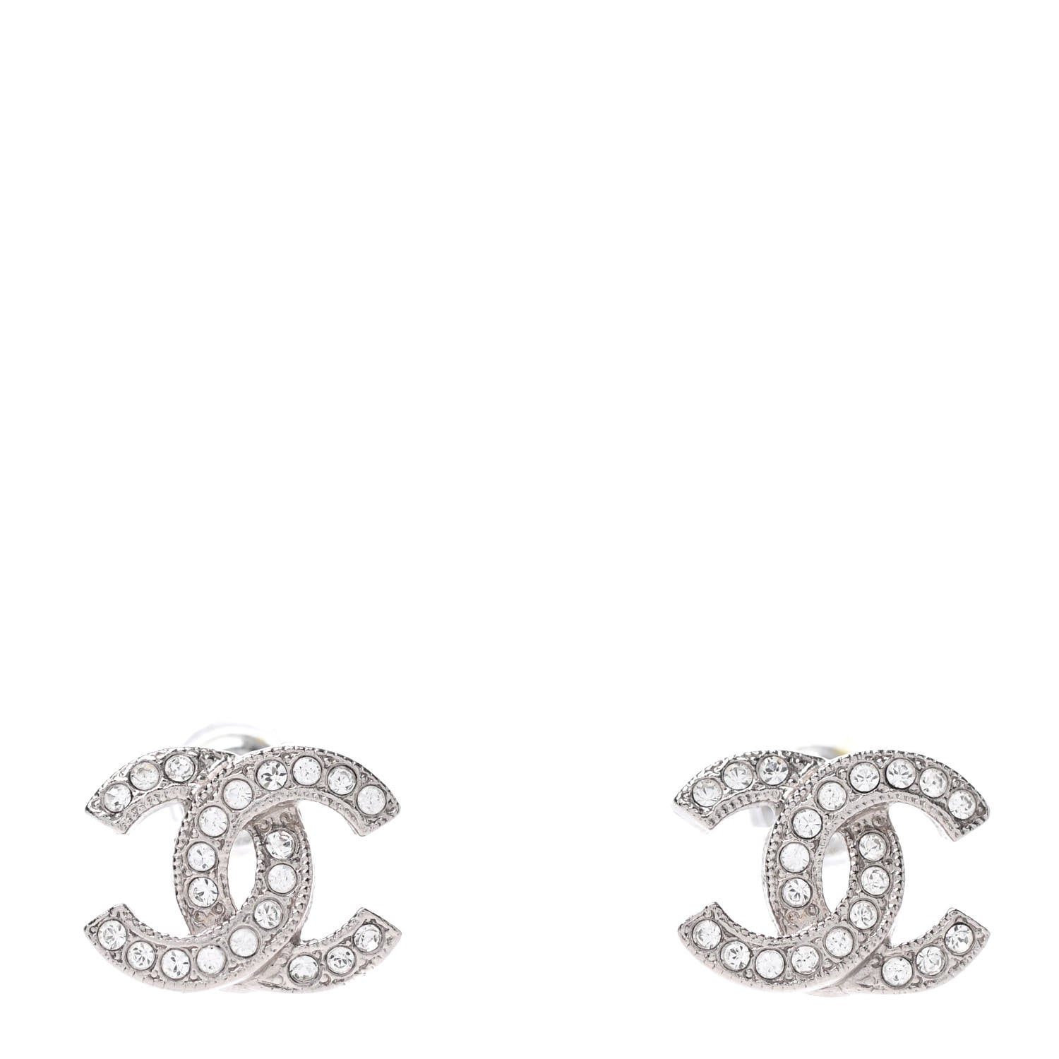 Chanel Crystal Mini Timeless CC Earrings Silver 1 of 4