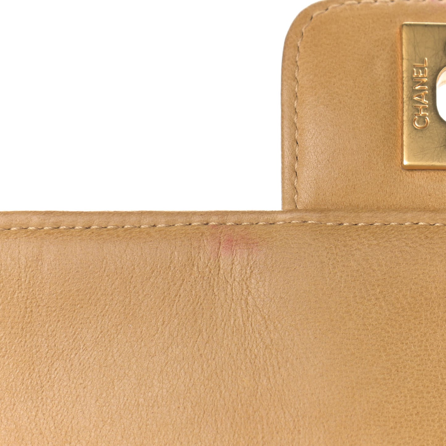 Lambskin Quilted Chocolate Bar Flap Shoulder Bag Beige