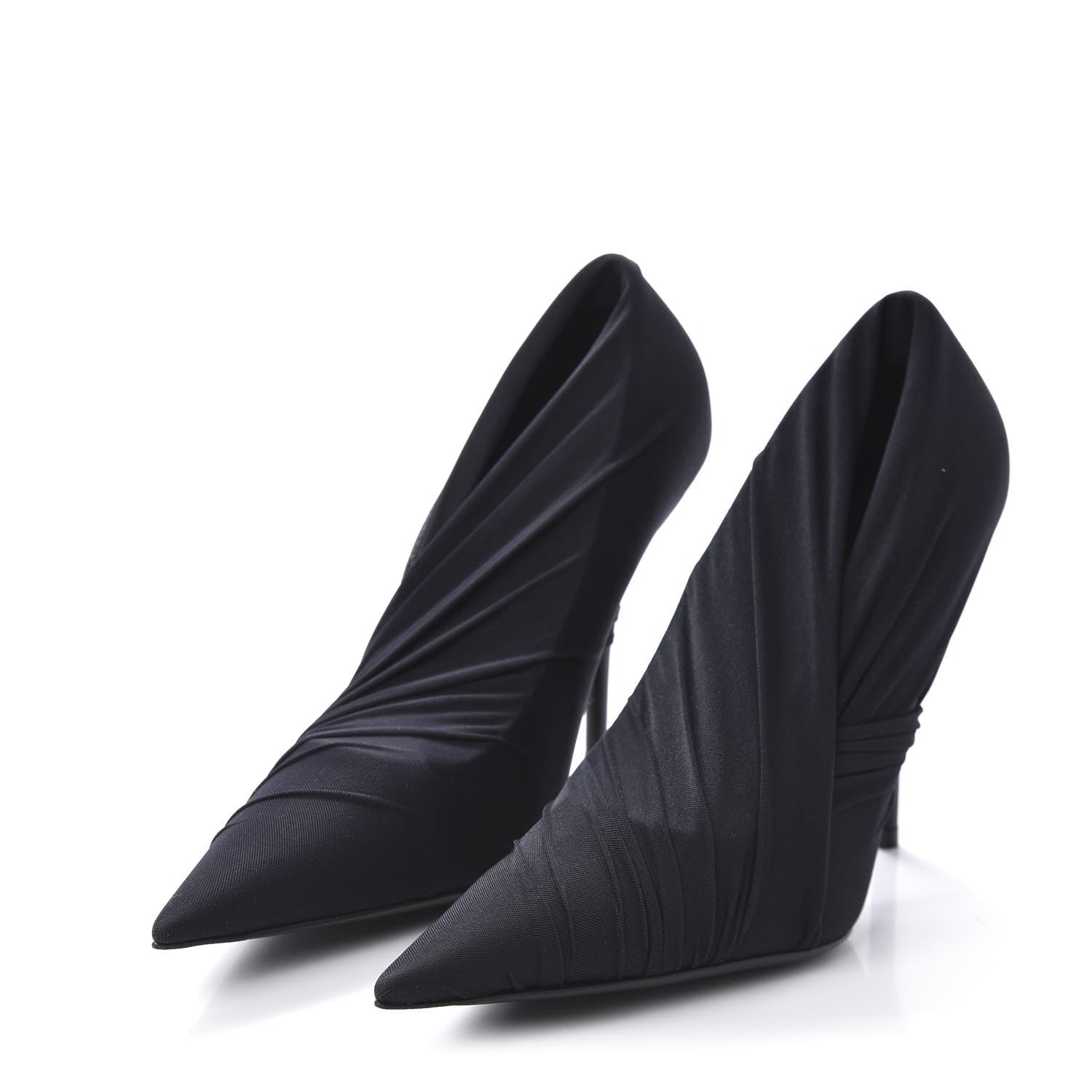Balenciaga Jersey Crepe Drape Knife Pointed Pumps 38.5 Black 3 of 10