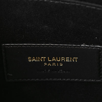 Saint Laurent Grain De Poudre Chevron Monogram Large Bill Pouch Dark Beige 6 of 11