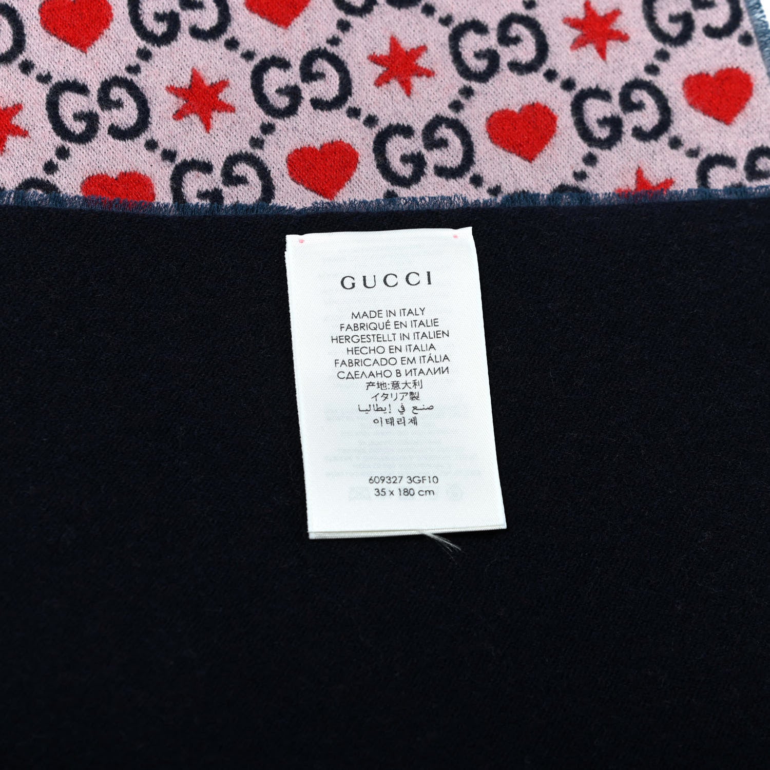 Gucci Wool Cotton GG Monogram MHerry Scarf Violet Pink 4 of 4