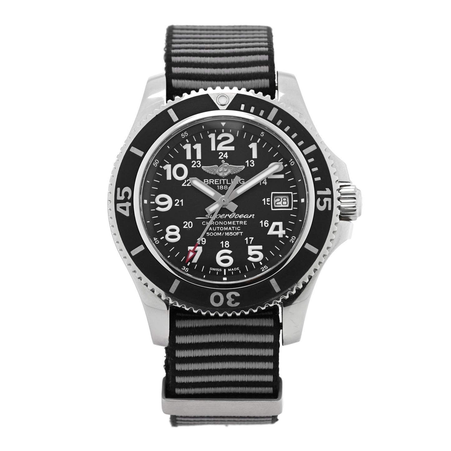 Stainless Steel Fabric 42mm Super Ocean Chronometer Automatic Watch Black A17365