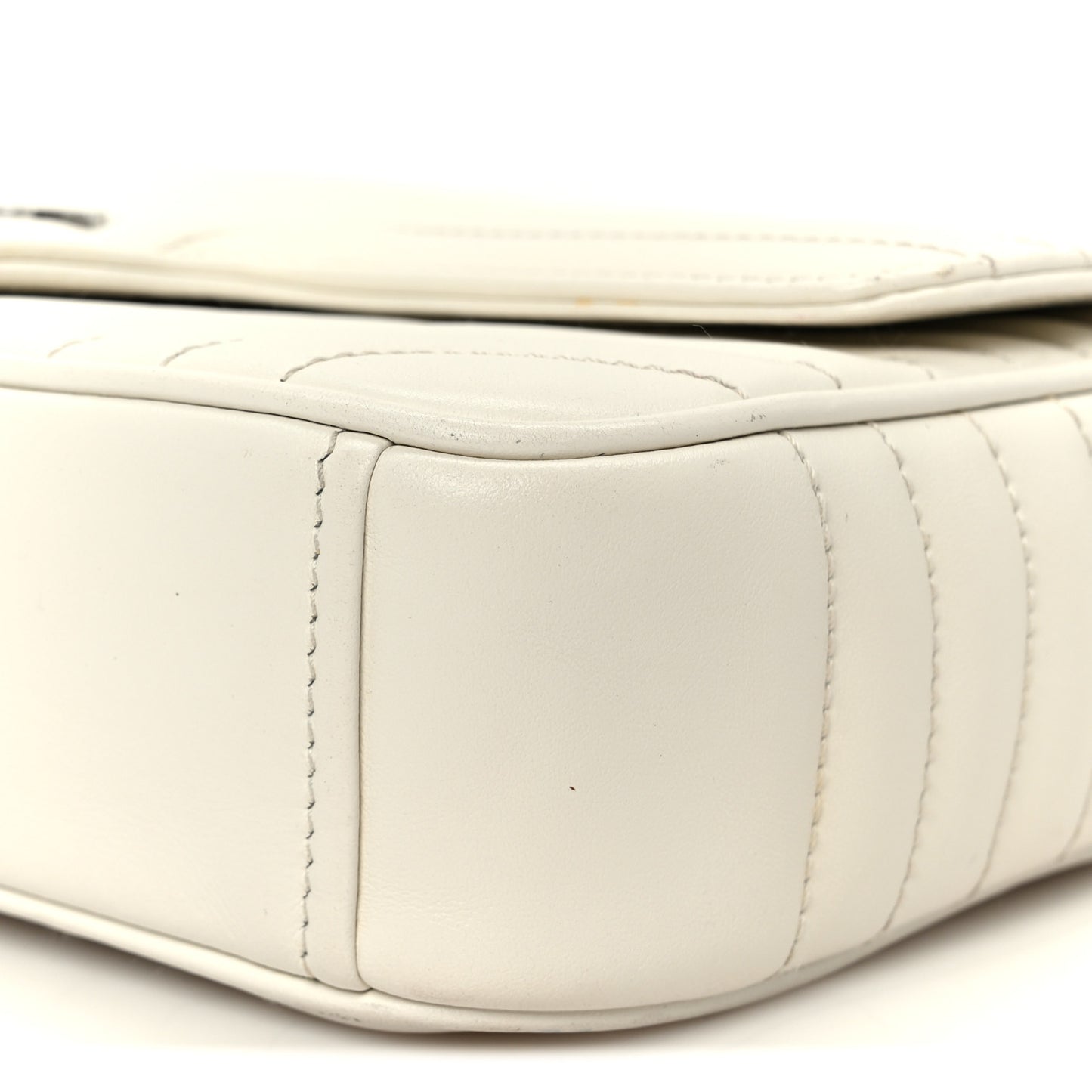 Soft Calfskin Impunture Diagramme Medium Chain Flap Shoulder Bag White