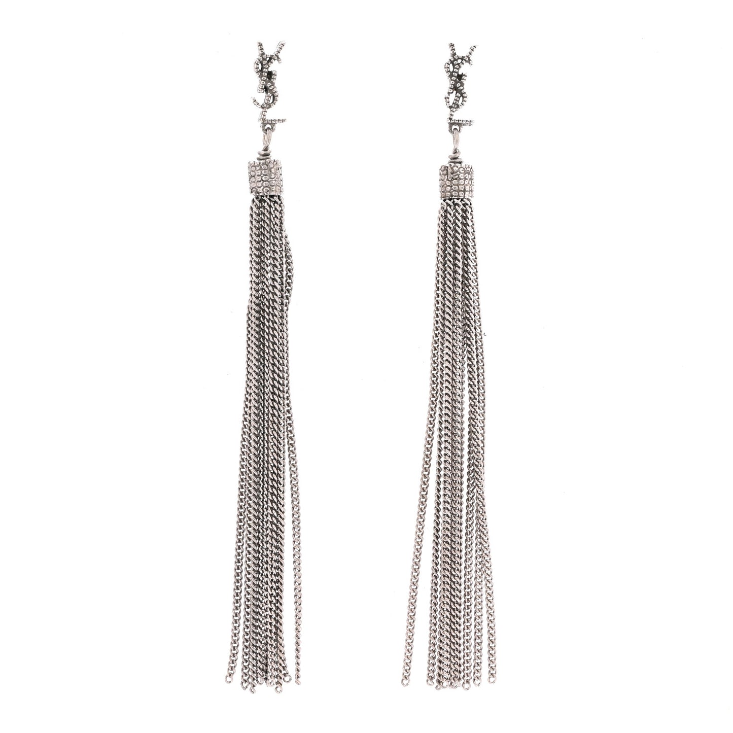 Metal Monogram Loulou Tassel Earrings Silver