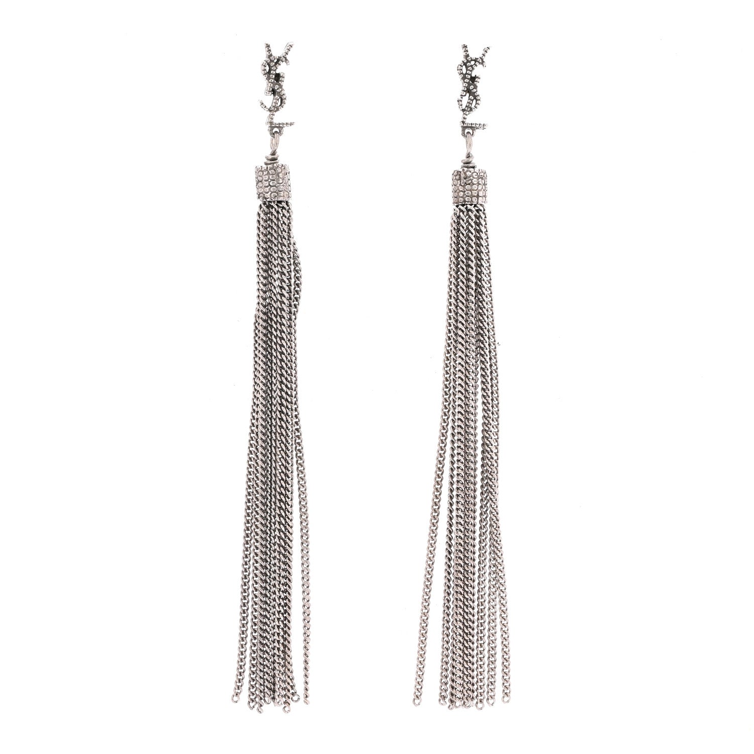 Saint Laurent Metal Monogram Loulou Tassel Earrings Silver 1 of 3