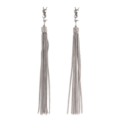 Saint Laurent Metal Monogram Loulou Tassel Earrings Silver 1 of 3